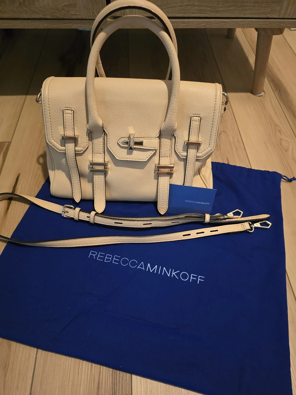 Rebecca Minkoff Cream Leather Satchel with Detachable Strap